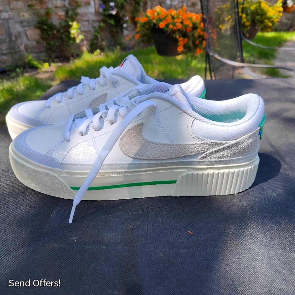 Size 11 - Nike Court Legacy Lift Low White Stadium Green W